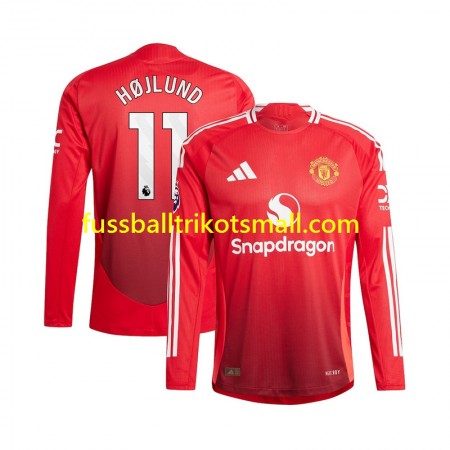 Fußballtrikots Manchester United Rasmus Hojlund 11 2024-2025 Langarm Heimtrikotsatz kaufen
